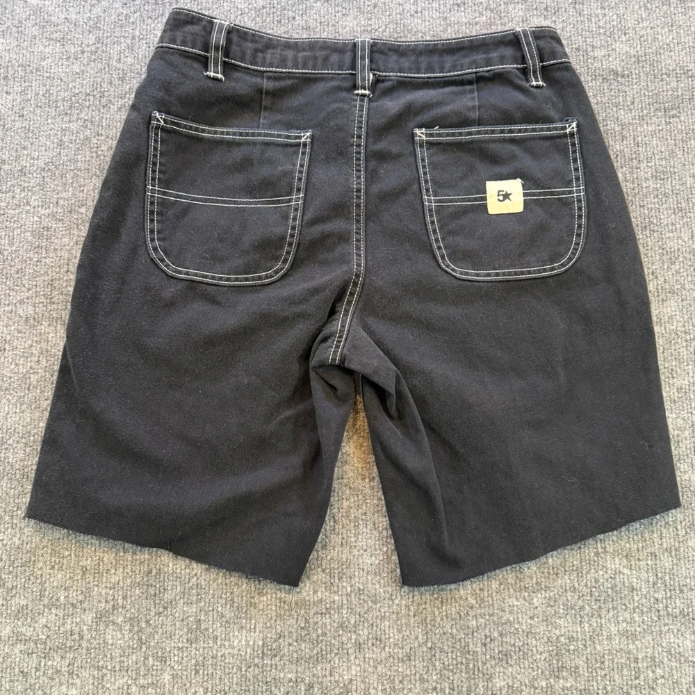 Five Star General Jerry Leigh Mens Black Denim Shorts Contrast Stitch Raw Hem 30